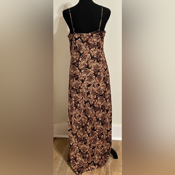 NILI LOTAN Target Brown Paisley Print Slip Dress with Side Slits Size M - Picture 3 of 9